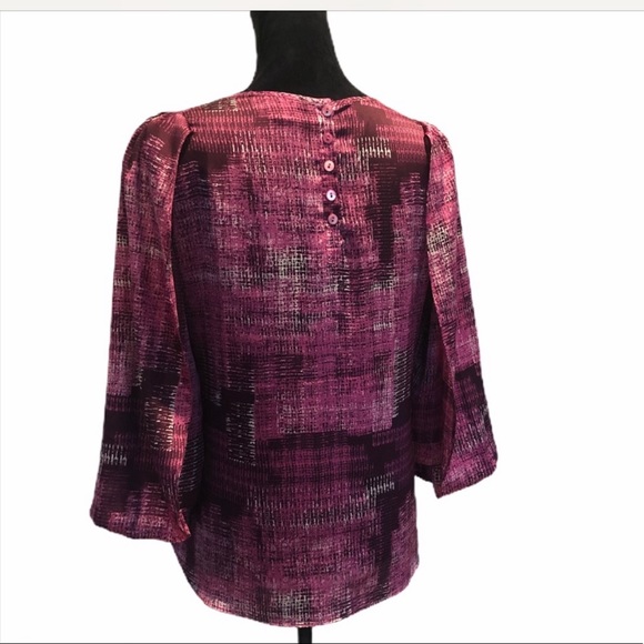 Tracy M blouse pullover abstract pattern full layered sleeve detail size medium - Picture 4 of 12